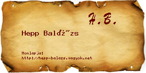 Hepp Balázs névjegykártya